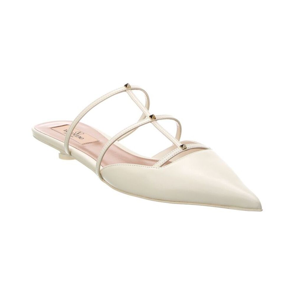 Valentino Rockstud 20 Leather Mule, White